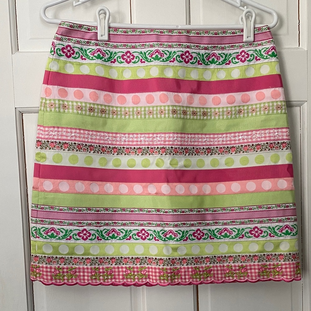 NWOT Vintage Lilly Pulitzer Vibrant Striped A-Line Skirt